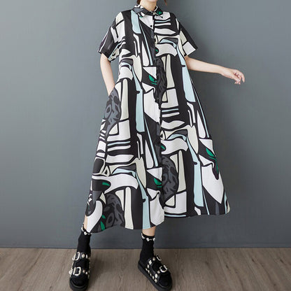 【ワンピース】韓国風 大きいサイズ レディース 夏新作 半袖 花柄 シャツワンピース ゆったりシルエット 着痩せ ミディ丈【SHシリーズ】