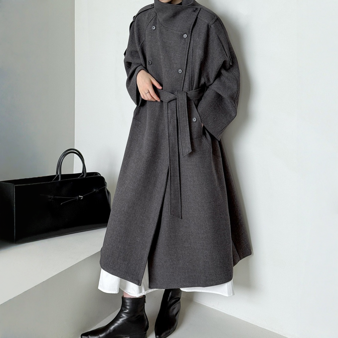 【アウター】春 秋 冬 立襟 ダブル 韓国風 トレンチコート 【SNシリーズ】