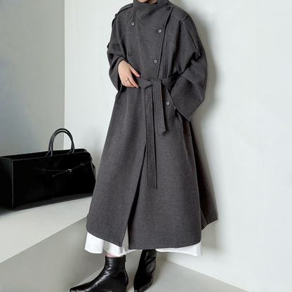 【アウター】春 秋 冬 立襟 ダブル 韓国風 トレンチコート 【SNシリーズ】