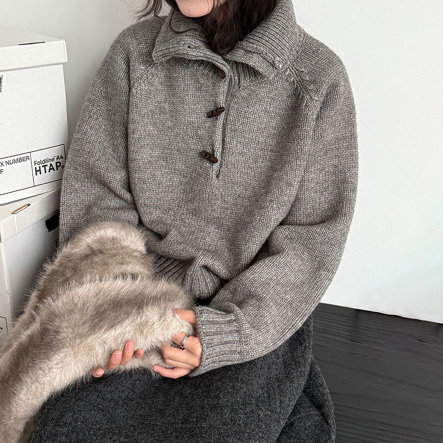 【トップス】韓国風 レトロ ハイネック ニット セーター 厚手 ゆったり 冬 新作 レディース【JZシリーズ】