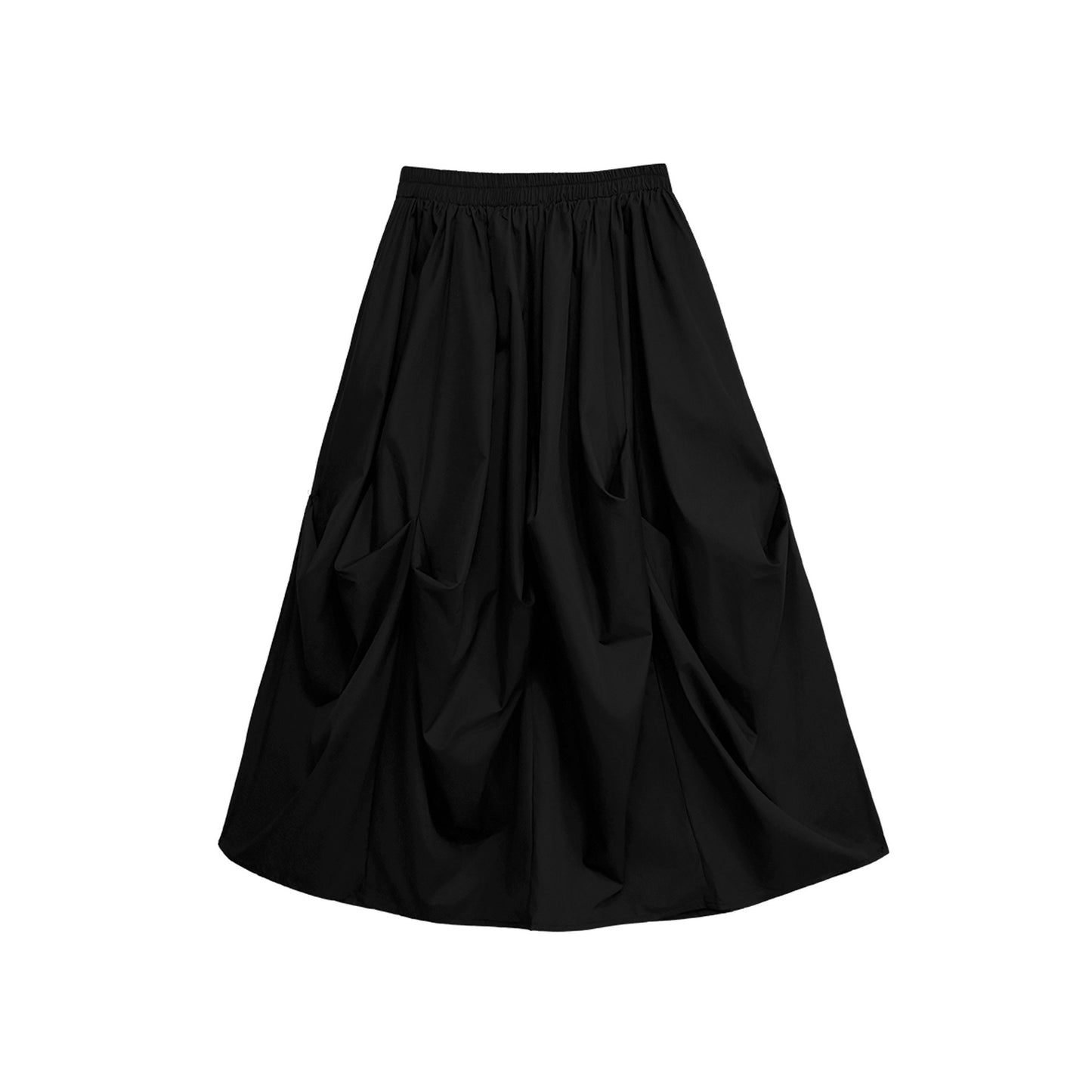 【ボトムス】日系ダーク風 切替 プリーツ ハイウエスト スカート ゆったり 美脚  万能 ロングスカート【AHシリーズ】