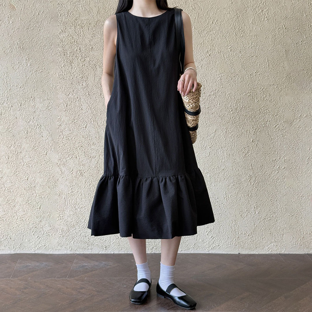 【ワンピース】夏 フリル ノースリーブ 合わせやすい ワンピース【JZシリーズ】