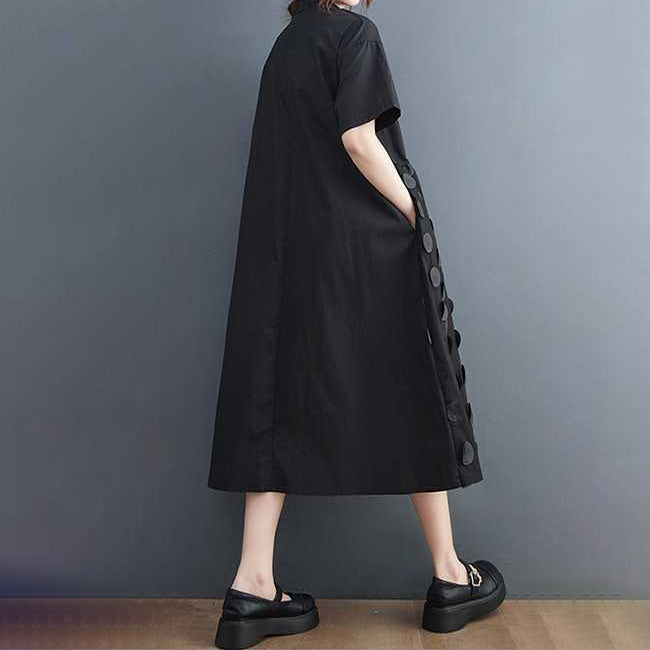【ワンピース】韓国風  ゆったり大きめサイズ×体型カバー シャツ半袖ワンピース【ANシリーズ】
