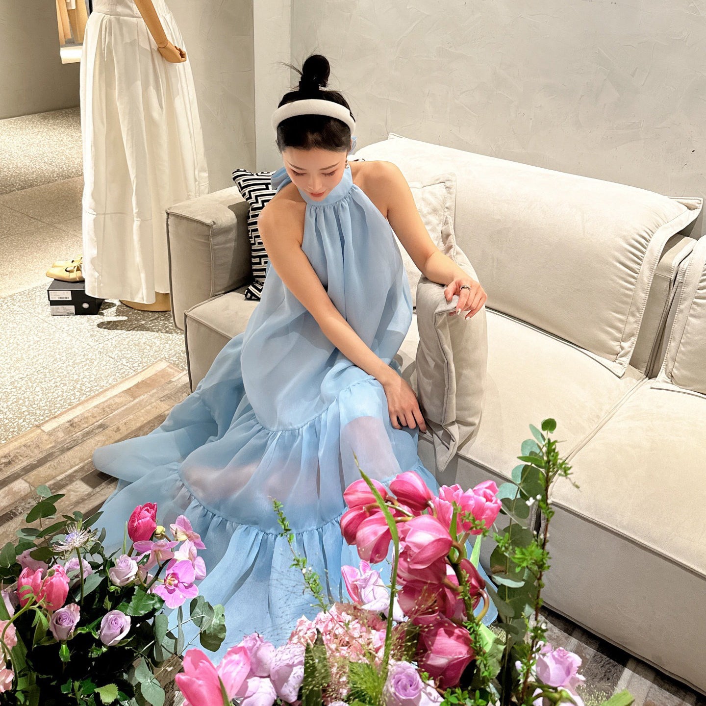 【ワンピース】【旅行・撮影用に】映えドレス｜ボヘミアン風 ノースリーブワンピース
｜海辺 ビーチ リゾート 2026新作【JZシリーズ】