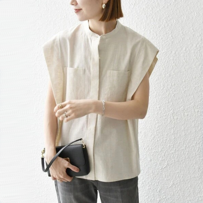 【トップス】夏 立襟 コットン 日焼け止め シャツ