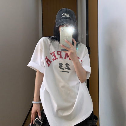 【トップス】【10～15日内発送】夏新作 アメリカンヴィンテージ風 ロゴプリント 綿100％ 半袖Tシャツ【FCシリーズ】