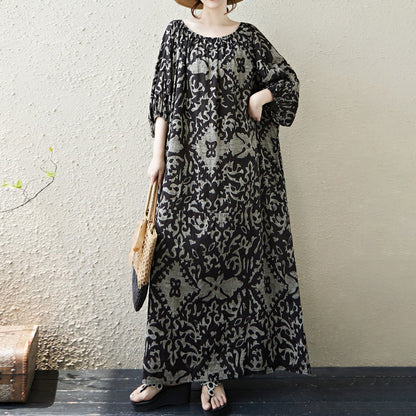 期間限定🍂60%OFF【ワンピース】リゾート風花柄ロングワンピース レディース 秋新作 大きいサイズ ゆったり ボリュームスリーブ 大人可愛い【SHシリーズ】