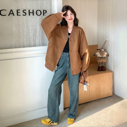 【アウター】アメリカン スエード ゆったり リラックス 春 秋 冬 合わせやすい ジャケット【JZシリーズ】