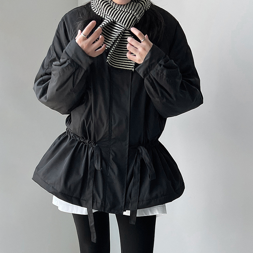 【アウター】レトロオールドマネー風 ドローストリング 中綿トレンチコート レディース 秋冬新作 綿入れコート【JZシリーズ】