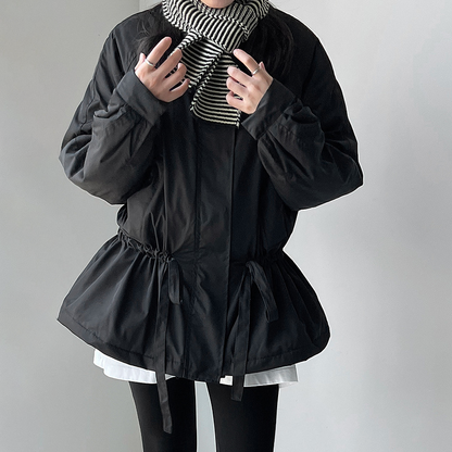 【アウター】レトロオールドマネー風 ドローストリング 中綿トレンチコート レディース 秋冬新作 綿入れコート【JZシリーズ】