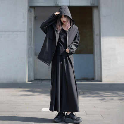 【アウター】アーバンアウトドア風 ブラック 山系 塩系 ゆったり 機能性 フード付き 春秋新作 ジャケット レディース【FCシリーズ】