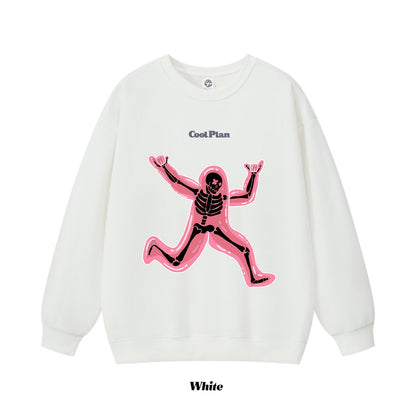 6カラー | M~3XL【トップス】ランニングスカル プリント クルーネックスウェット オーバーサイズ アメリカン ハイストリート ユニセックス 春秋 パーカー【FCシリーズ】