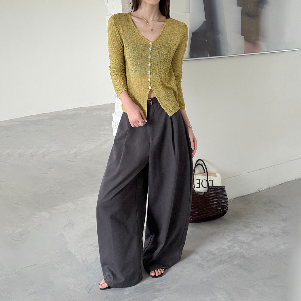 【ボトムス】ワイドストレートパンツ レディース 春新作 ハイウエスト ゆったり 体型カバー カジュアル レトロ風【JZシリーズ】