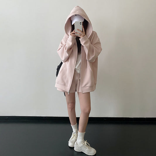 【セットアップ】【単品注文】オーバーシルエット フード付きパーカー＋ショートパンツ スポーツ ジップアップ 上下セット ユニセックス【FCシリーズ】
