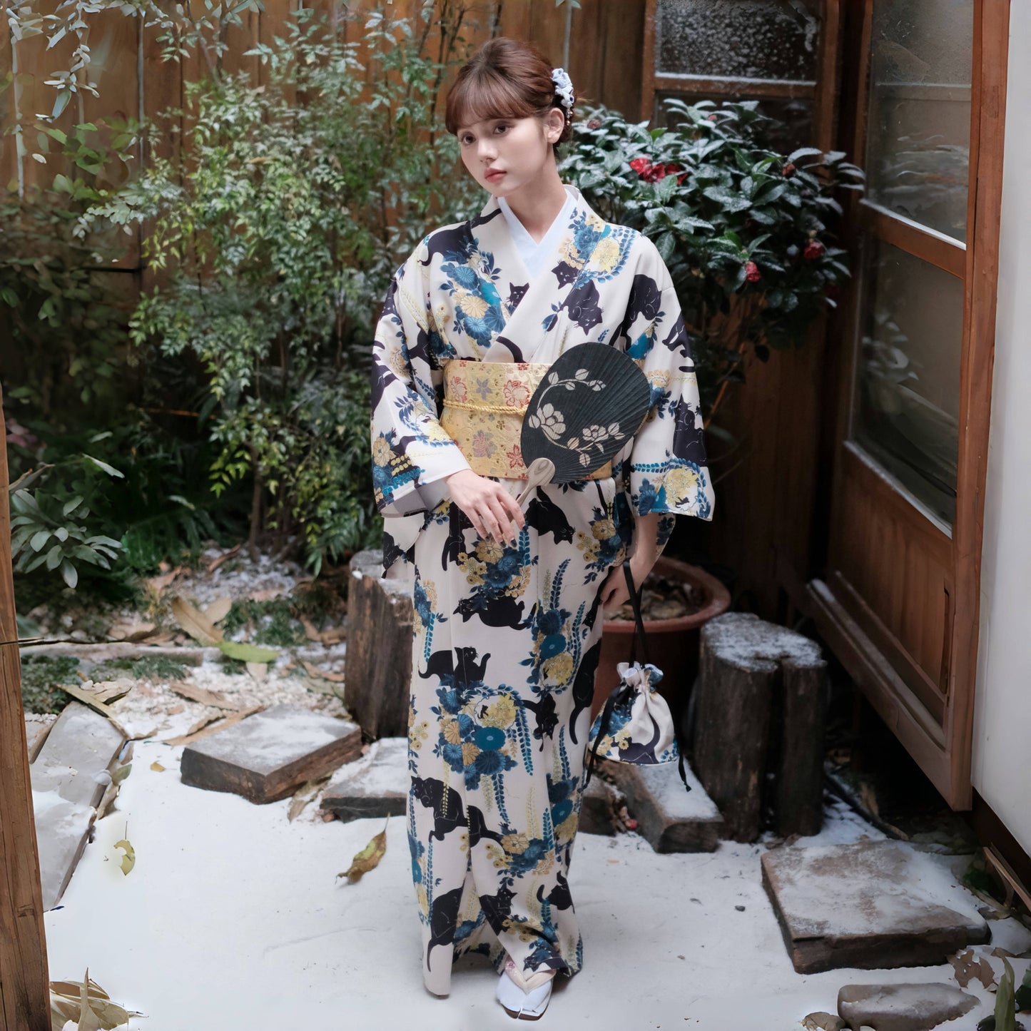 【ワンピース】夏 猫柄 いたずら 花柄 浴衣 【SHシリーズ】