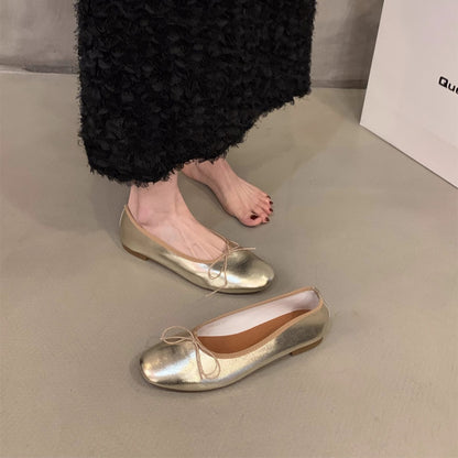 【シューズ】フレンチフラットシューズ  バレエ風ローファー  パンプス