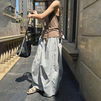 【ボトムス】夏新作 ナチュラルシンプル系 配色切り替え ゆったりカジュアルパンツ【JZシリーズ】