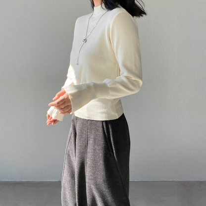 【トップス】ハイネック 春 秋 冬 ウエストマーク 着痩せ効果 ニット セーター 【JZシリーズ】