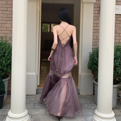 【ワンピース】大人可愛い Vネックワンピース レディース 夏 ノースリーブ 切替デザイン ロング丈 フェミニン【SHシリーズ】