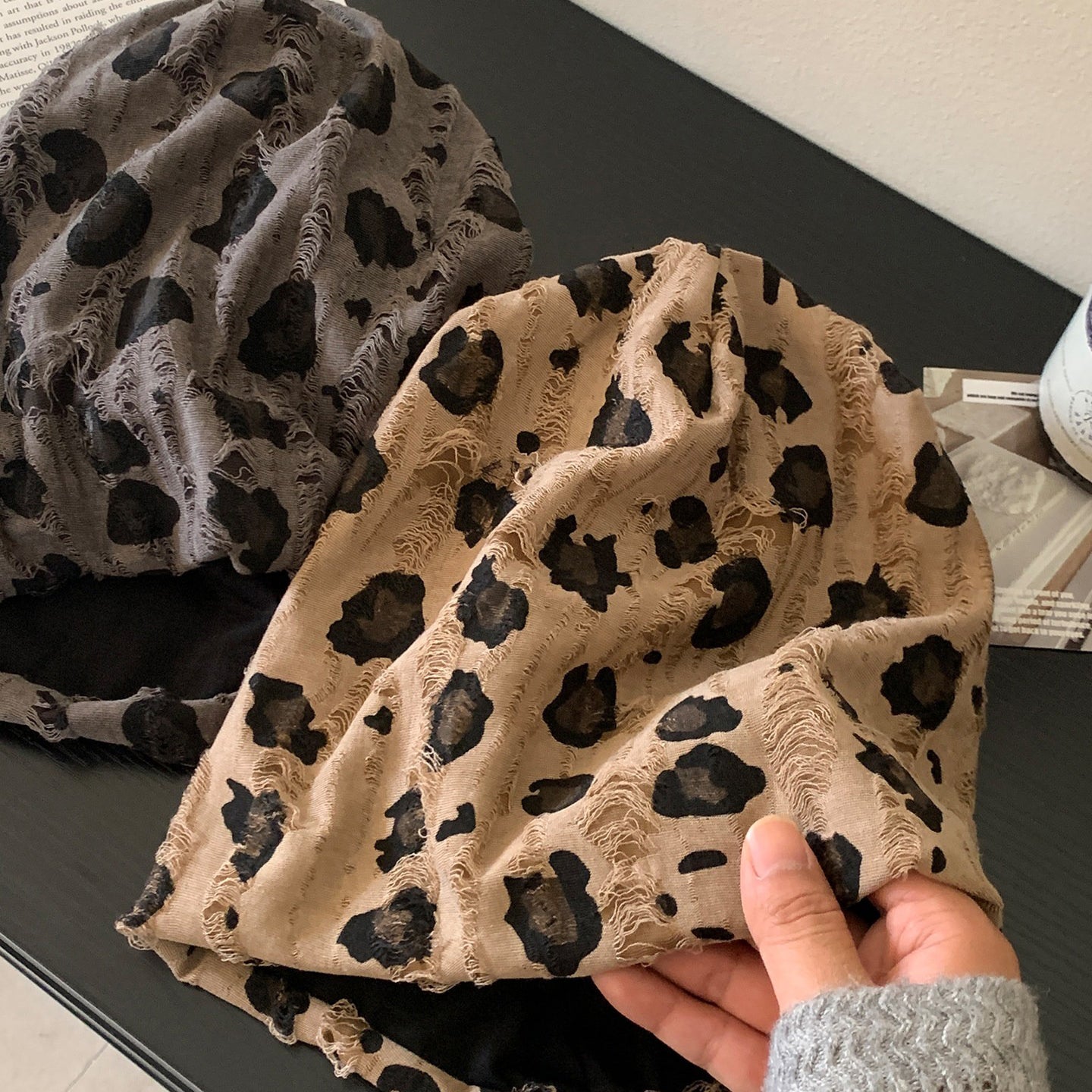 【グッズ】レオパードダメージ ニットワッチ 秋冬 レディース ルーズデザイン 小顔効果 日系ヴィンテージ Y2K ニット帽