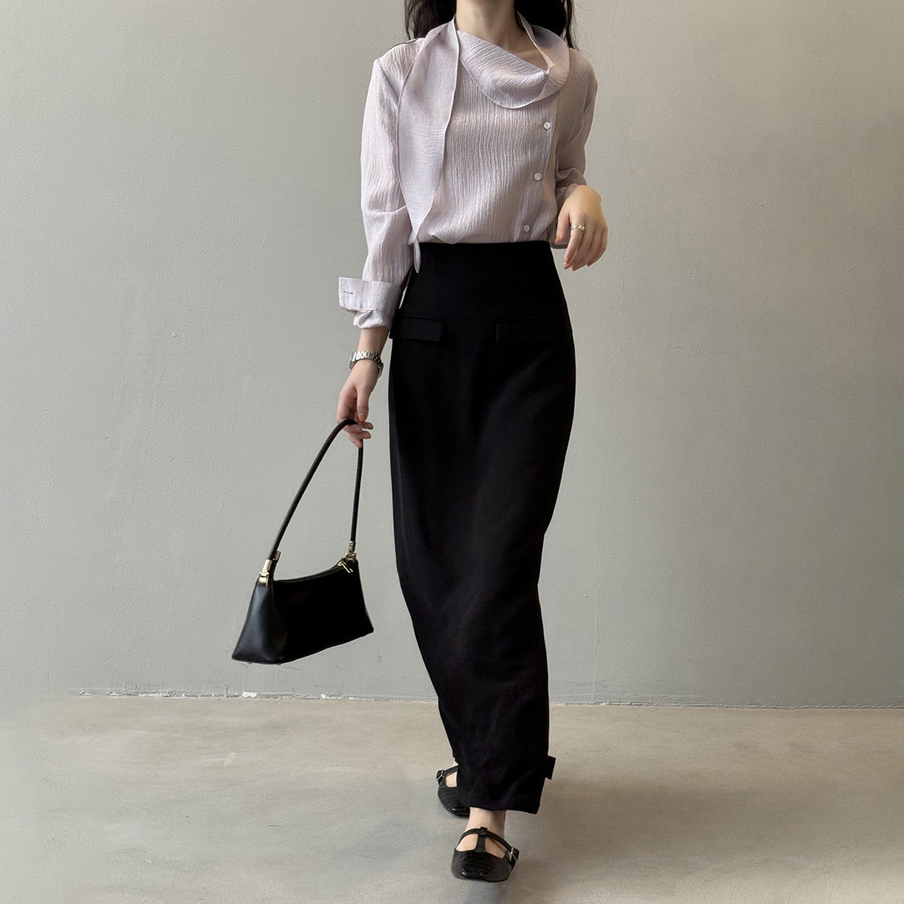 【ボトムス】オードリースタイル タイトスカート レディース 秋新作 ハイウエスト 細見え ストレート 後スリット入りロングスカート【JZシリーズ】