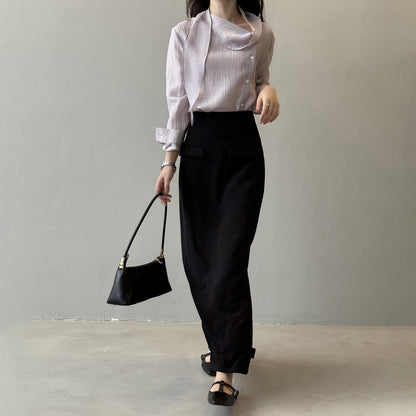 【ボトムス】オードリースタイル タイトスカート レディース 秋新作 ハイウエスト 細見え ストレート 後スリット入りロングスカート【JZシリーズ】