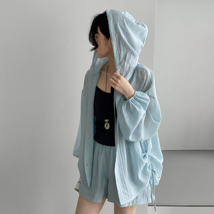 2点セット！【セットアップ】ラッシュガード セットアップ レディース フード付き ジップアップ ショートパンツ UVカット 軽量 上下セット【JZシリーズ】
