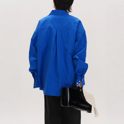 【トップス】クラインブルー 着回しやすい ゆったりシルエット シャツ 【JZシリーズ】