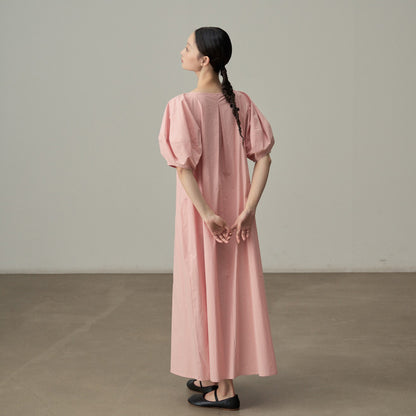 【ワンピース】フレンチガーリー 半袖 パフスリーブワンピース ゆったりシルエットで体型カバー◎ 夏のバカンスに最適【JZシリーズ】