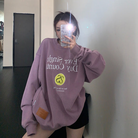 【トップス】ヴィンテージ刺繍スウェット レディース 秋新作 クルーネック ゆったり リラックス感 ルーズシルエット パーカー【FCシリーズ】