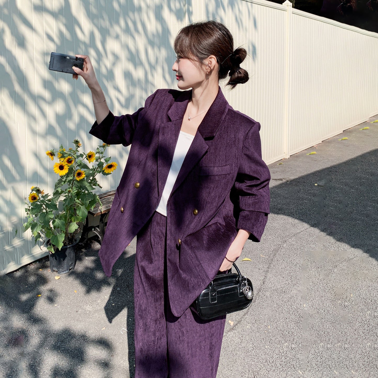 2点セット！【セットアップ】ライトラグジュアリー コーデュロイ 上下セット 2026春新作 ダブルブレスト ジャケット＆ワイドパンツ レディース【JZシリーズ】