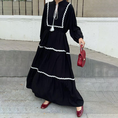 【ワンピース】夏映え体型カバー！ゆるかわ着痩せ 長袖ワンピース 大きめサイズOK！