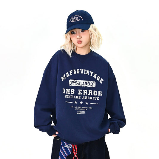 【トップス】ロゴプリント クルーネック スウェット オーバーサイズ カレッジ風 ユニセックス レディース パーカー【FCシリーズ】