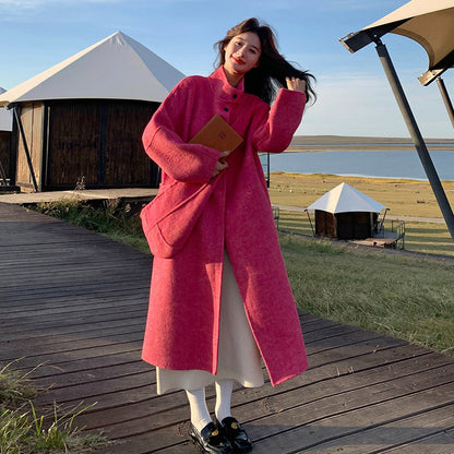 【アウター】韓国風 ダブルフェイスウールコート レディース フード付き 秋冬新作【JZシリーズ】