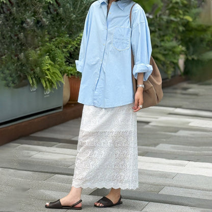 【ボトムス】刺繍入り 上品スリム ストレートスリット レースロングスカート 【JZシリーズ】