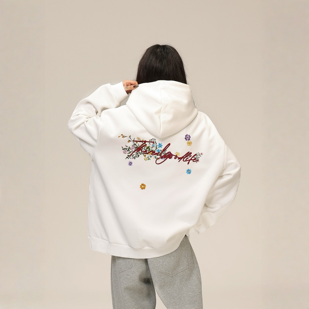 【トップス】刺繍 春 秋 冬 カップル ストリート フード付き パーカー【FCシリーズ】