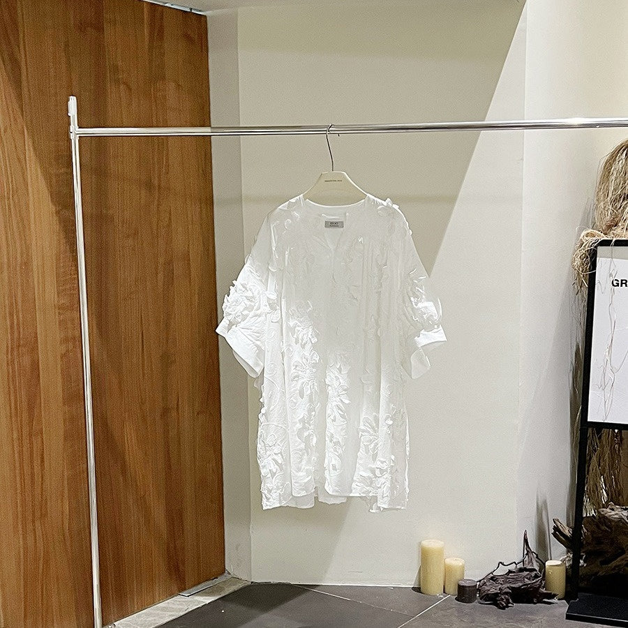 【ワンピース】夏 春 秋 コットン100% エレガント 着痩せ効果 ルーズ 半袖 ワンピース 【SNシリーズ】