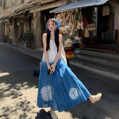 期間限定⭐️60%OFF【ワンピース】海辺 リゾート風 上品 新作 絞り染め Aライン ワンピース【SHシリーズ】