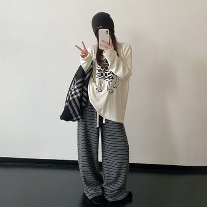 【トップス】カートゥーンプリント ルーズフィット デザイン性 インナー Ｔシャツ【FCシリーズ】