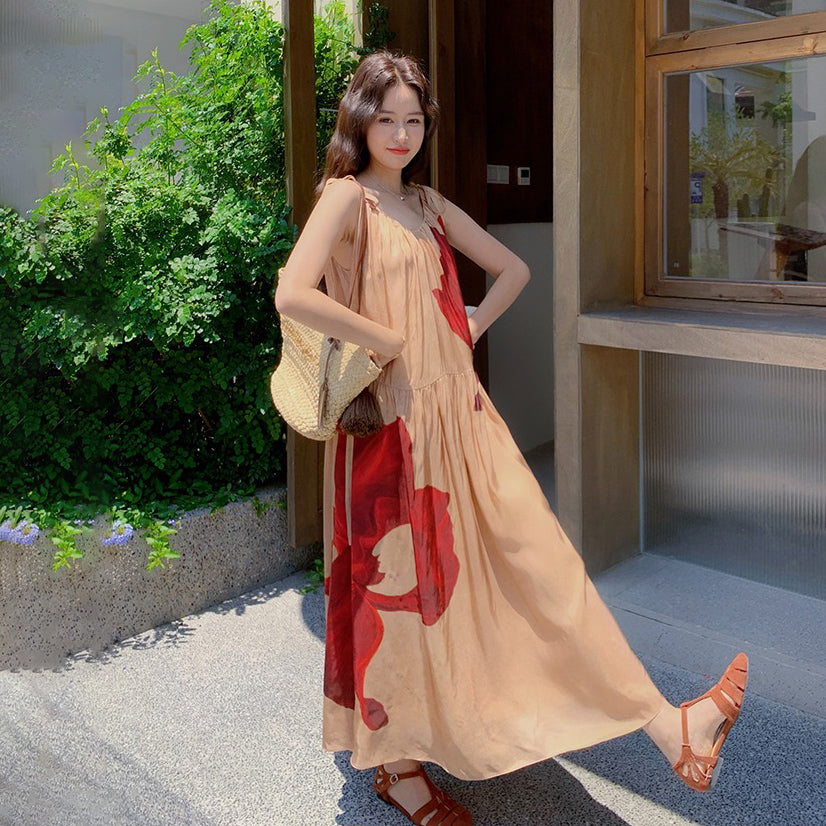 🔥爆売れ中【ワンピース】夏 リゾート風 ゆったりシルエット ノースリーブワンピース【SHシリーズ】