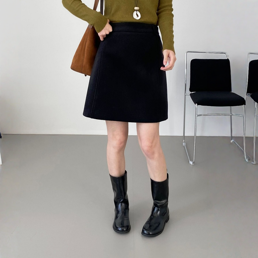 【ボトムス】春 秋 冬 ハイウエスト タイトフレア ウール混スカート 【JZシリーズ】