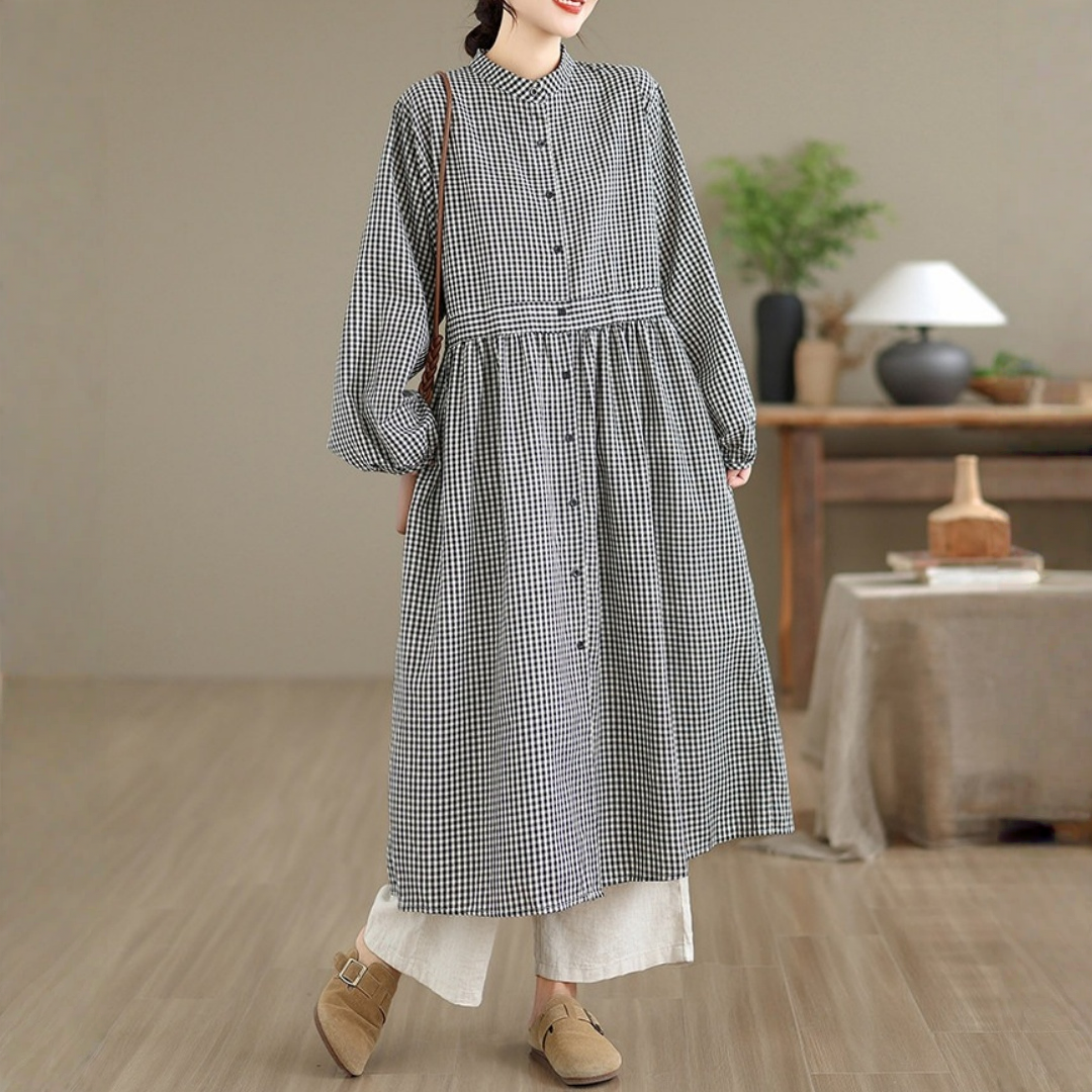 【ワンピース】ひざ下丈 ミモレ丈  レトロ ウエストシェイプ 長袖 ワンピース 【JZシリーズ】