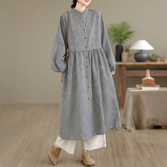 【ワンピース】ひざ下丈 ミモレ丈  レトロ ウエストシェイプ 長袖 ワンピース 【JZシリーズ】