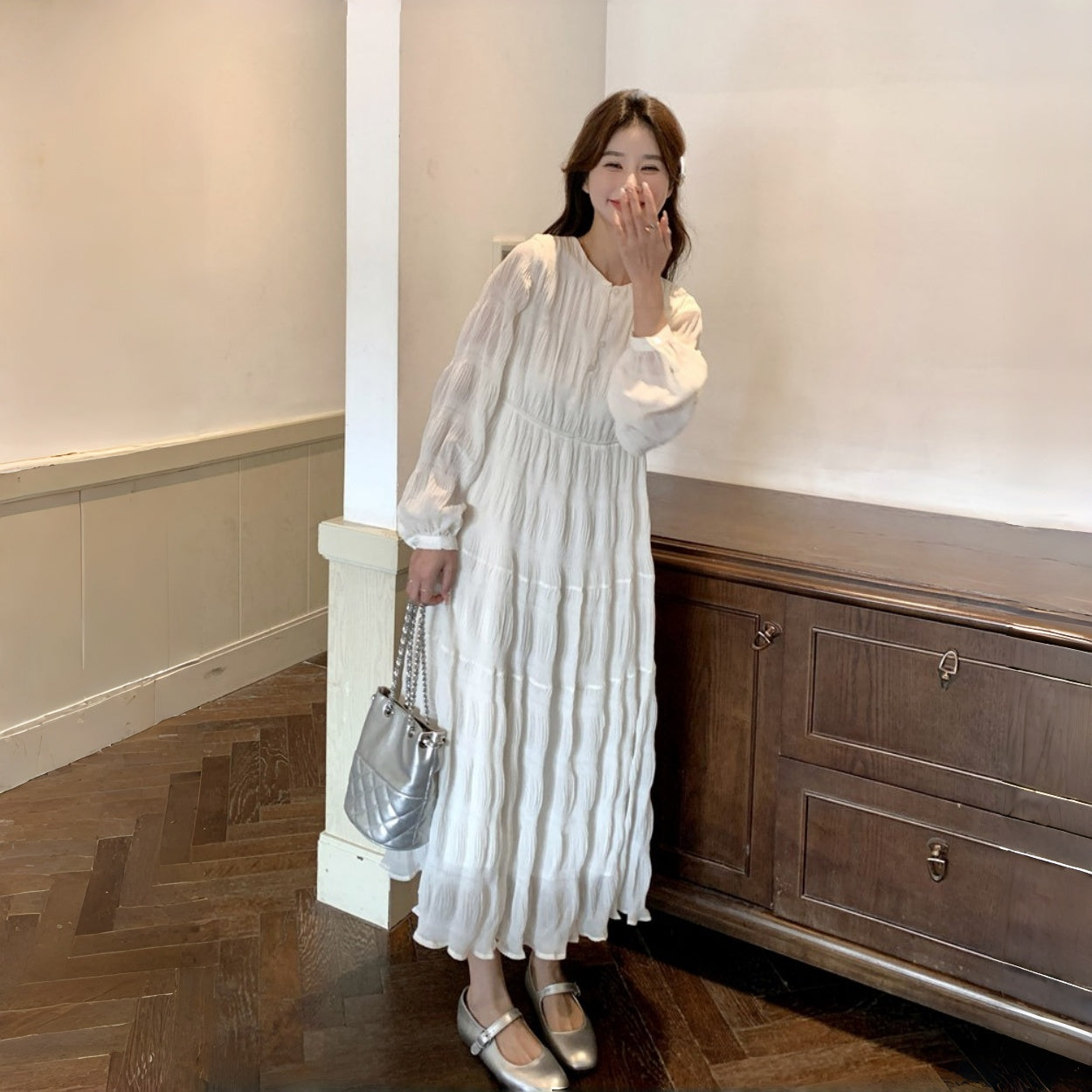 【ワンピース】高級感 合わせやすい スウィート 肌触りいい 長袖ワンピース【JZシリーズ】