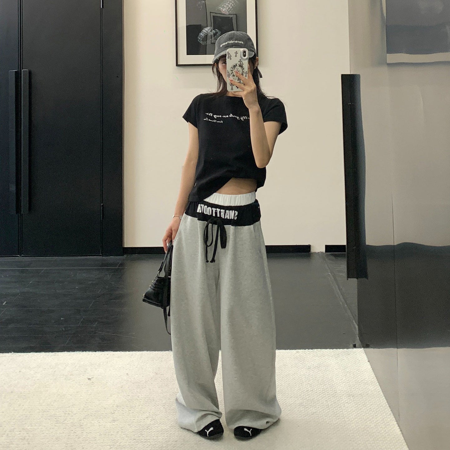 【ボトムス】リラックス感 配色デザイン ストレート ワイド スウェットパンツ 着回し力 カジュアル【FCシリーズ】