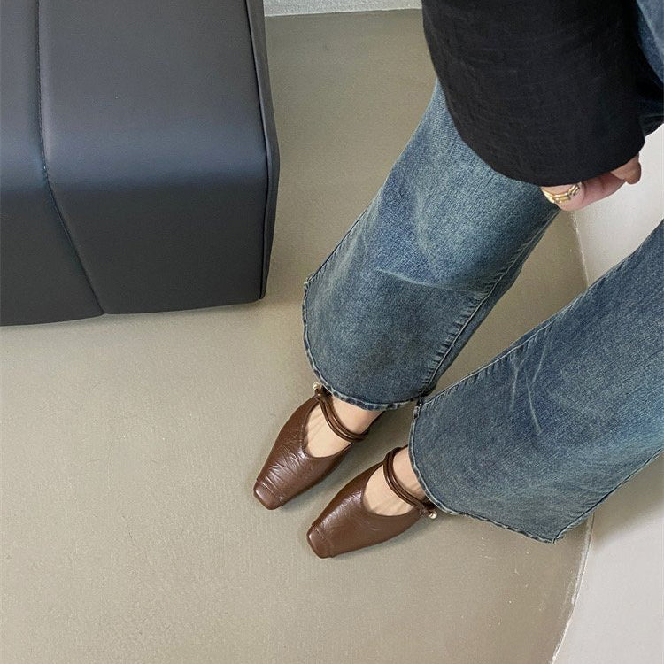 【シューズ】シンプル気質 バックレスウェッジサンダル  フラットミュール  パンプス