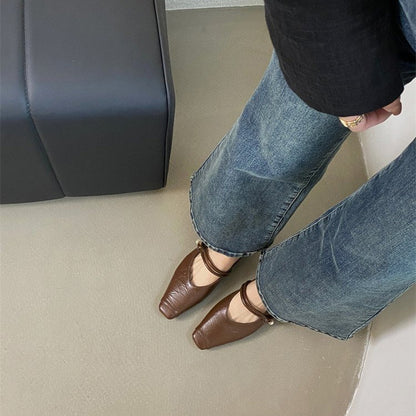 【シューズ】シンプル気質 バックレスウェッジサンダル  フラットミュール  パンプス