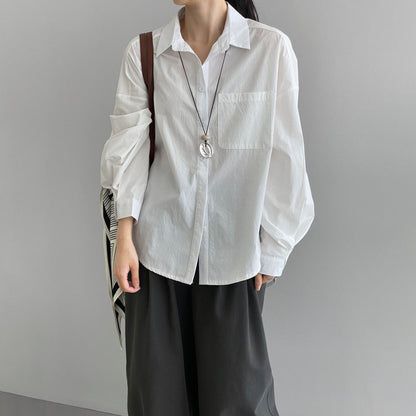 【トップス】アート系 デザインシャツ レディース バルーンスリーブ 韓国風 無地 ゆるカジュアル 上品ブラウス【JZシリーズ】