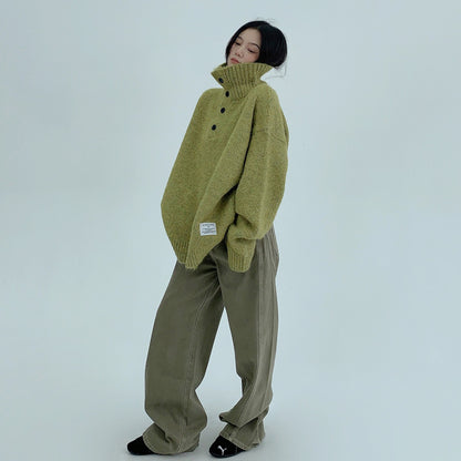 【トップス】春秋冬 厚手 ルーズフィット タートルセーター 暖か ニット レディース【FCシリーズ】