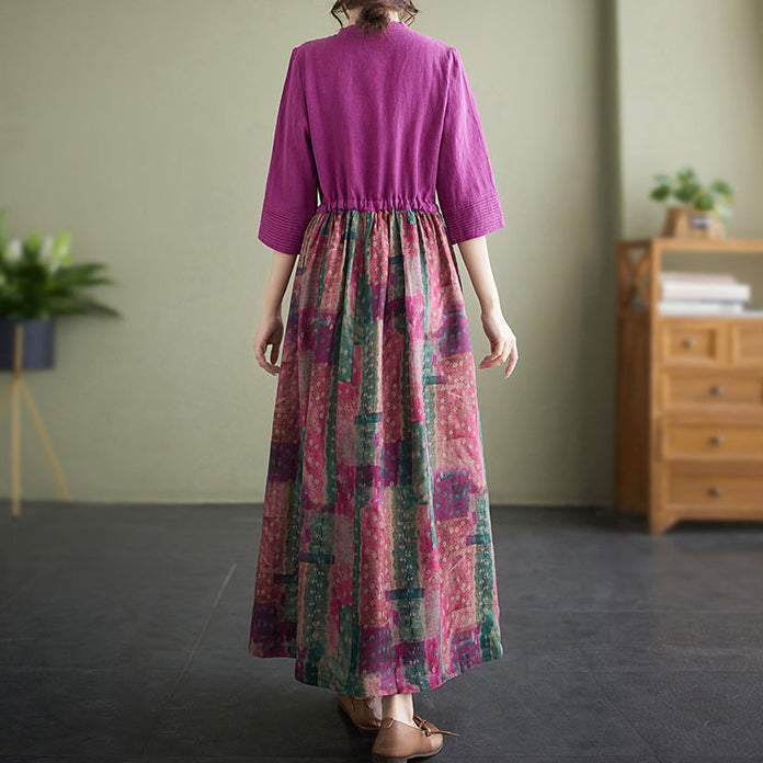 【ワンピース】レトロ 切替 ロング 半袖ワンピース レディース 配色 ローズレッド 大摆 ハイウエスト
【SHシリーズ】